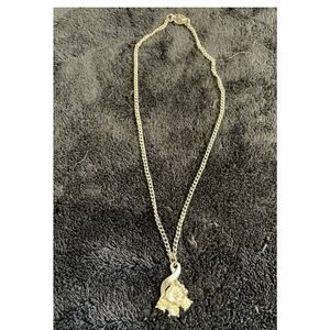 Vintage 13" Silver Tone Chain w/Faux Diamond Pendant